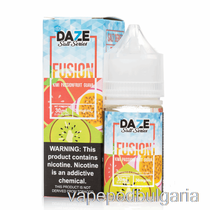 Vape Bulgaria ледено киви маракуя гуава - 7 Daze Fusion Salts - 30ml 30mg